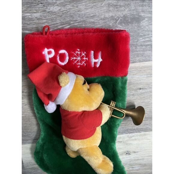 Winnie the Pooh plush with horn Christmas stocking Red Green Yellow - Picture 2 of 6